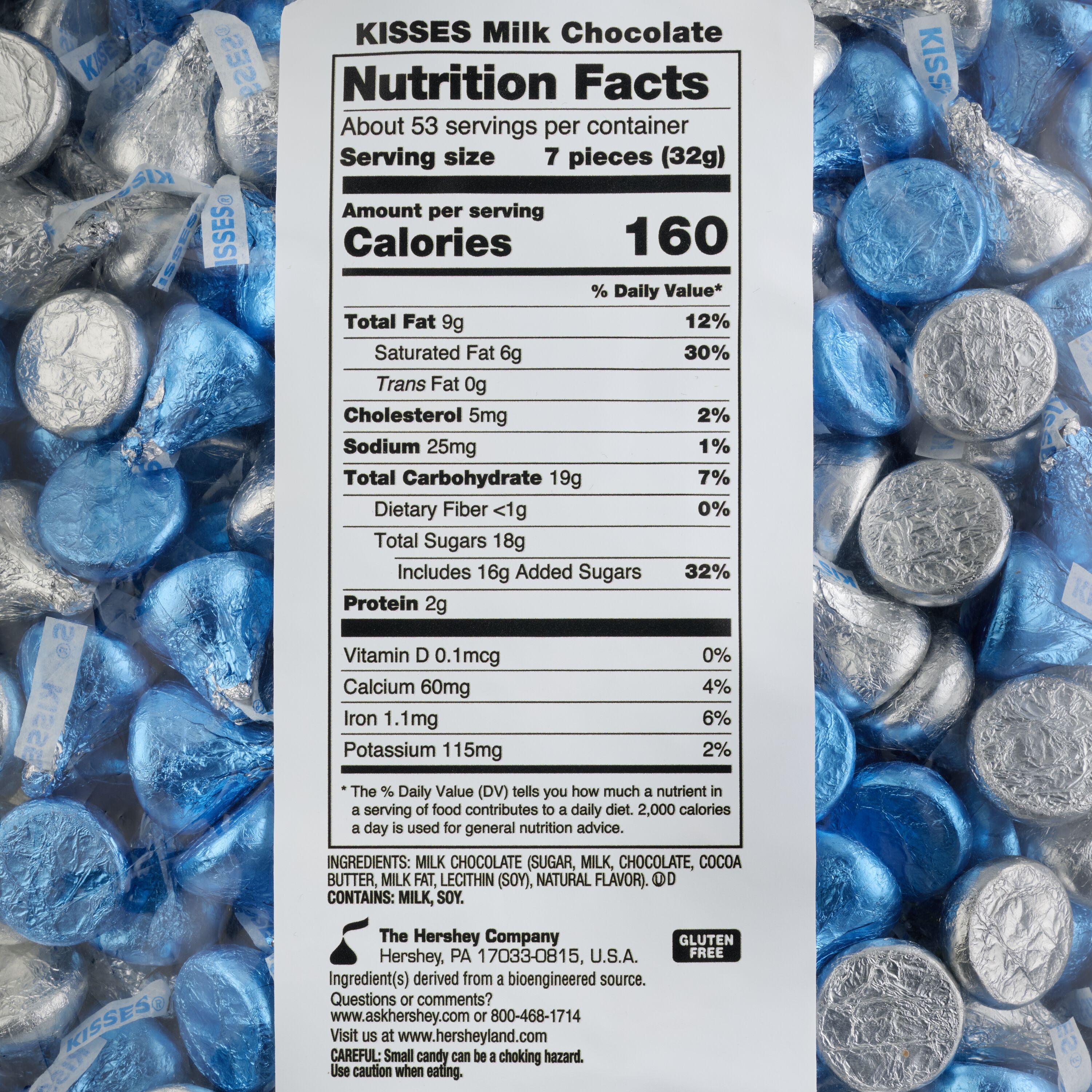 HERSHEY'S KISSES Blue and Silver Foils Chocolate Candy Bulk Bag, 60 oz $36.99