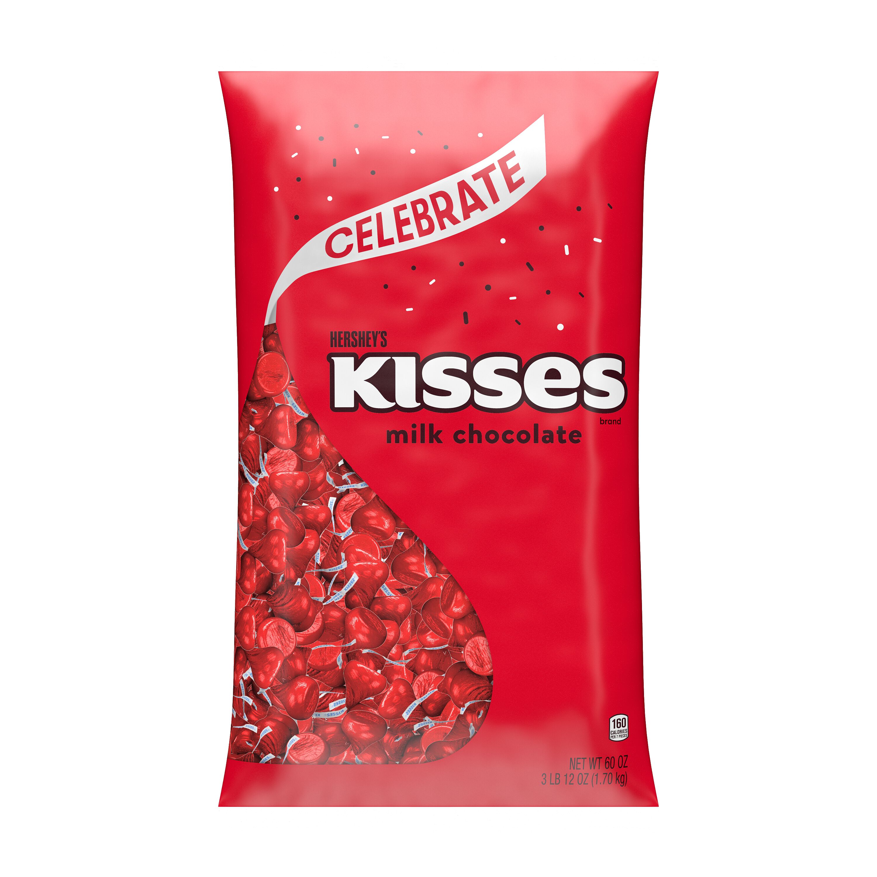 HERSHEY'S KISSES Red Foils Milk Chocolate Candy Bulk Bag, 60 oz $36.99