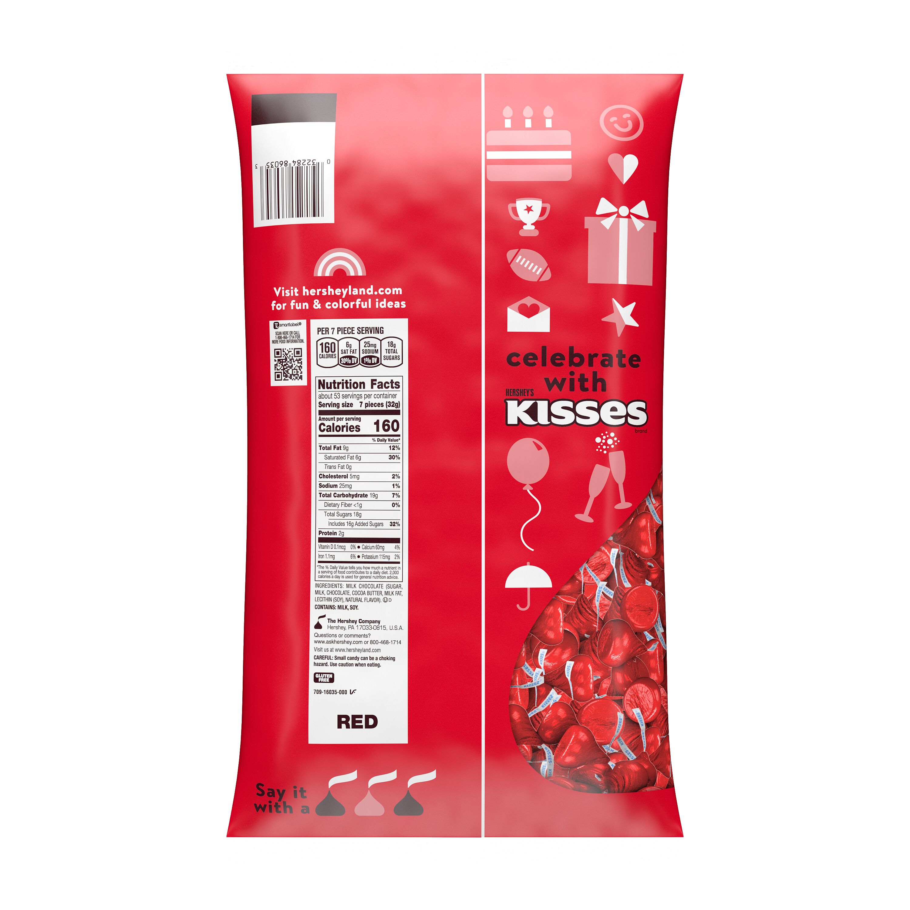 HERSHEY'S KISSES Red Foils Milk Chocolate Candy Bulk Bag, 60 oz $36.99
