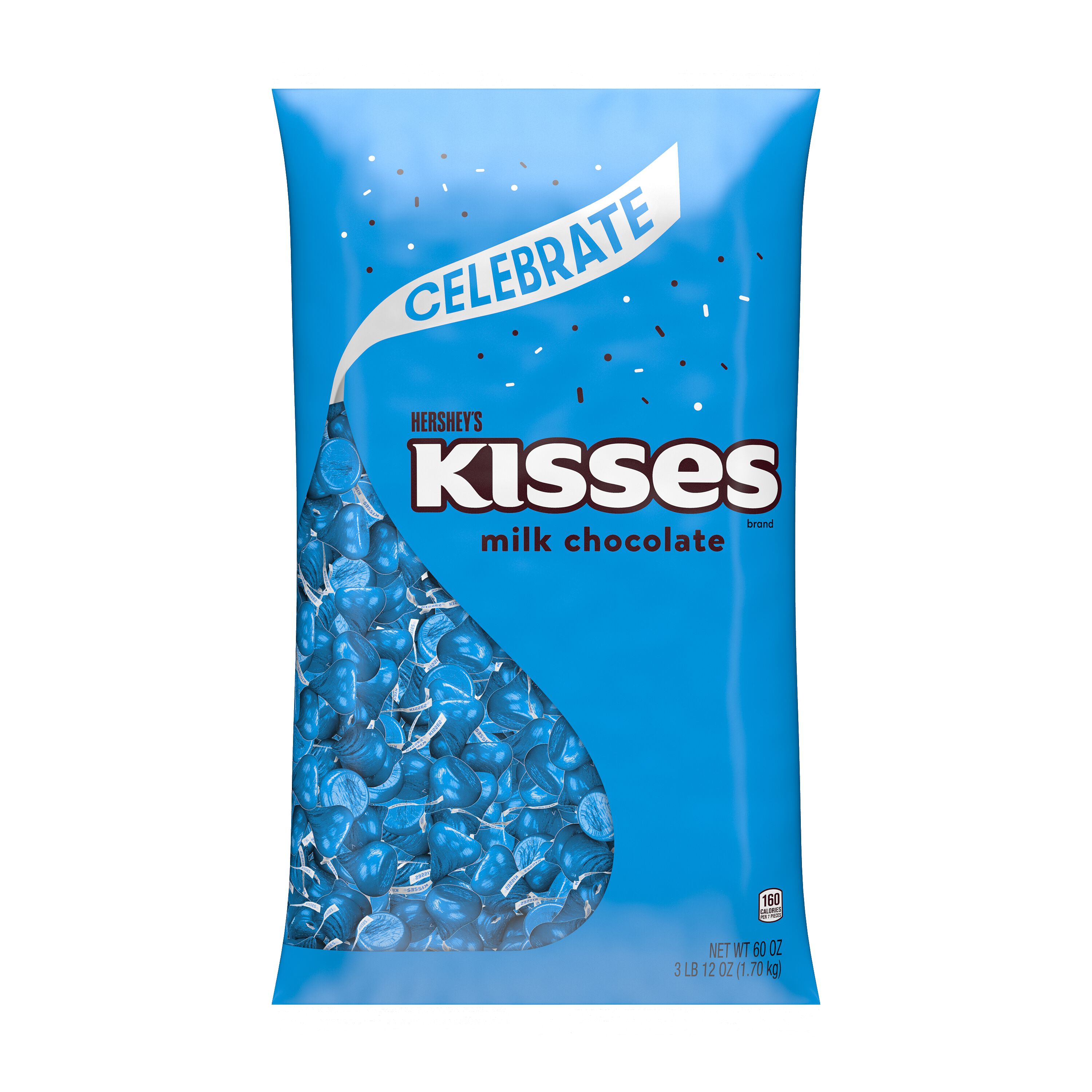 HERSHEY'S KISSES Blue Foils Milk Chocolate Candy Bulk Bag, 60 oz $36.99
