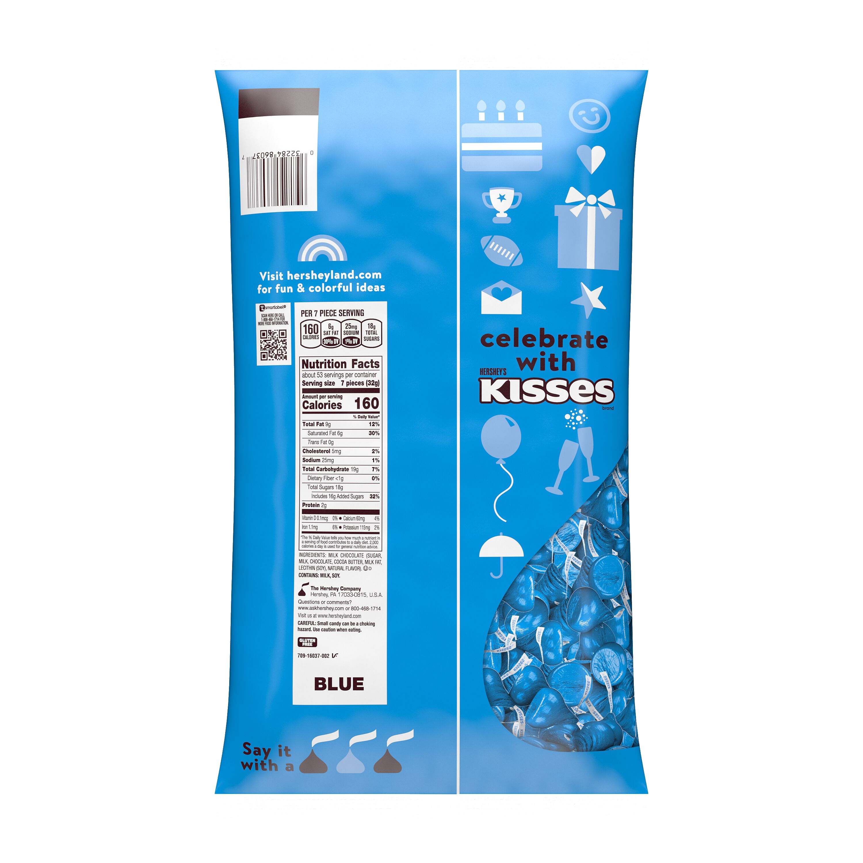 HERSHEY'S KISSES Blue Foils Milk Chocolate Candy Bulk Bag, 60 oz $36.99