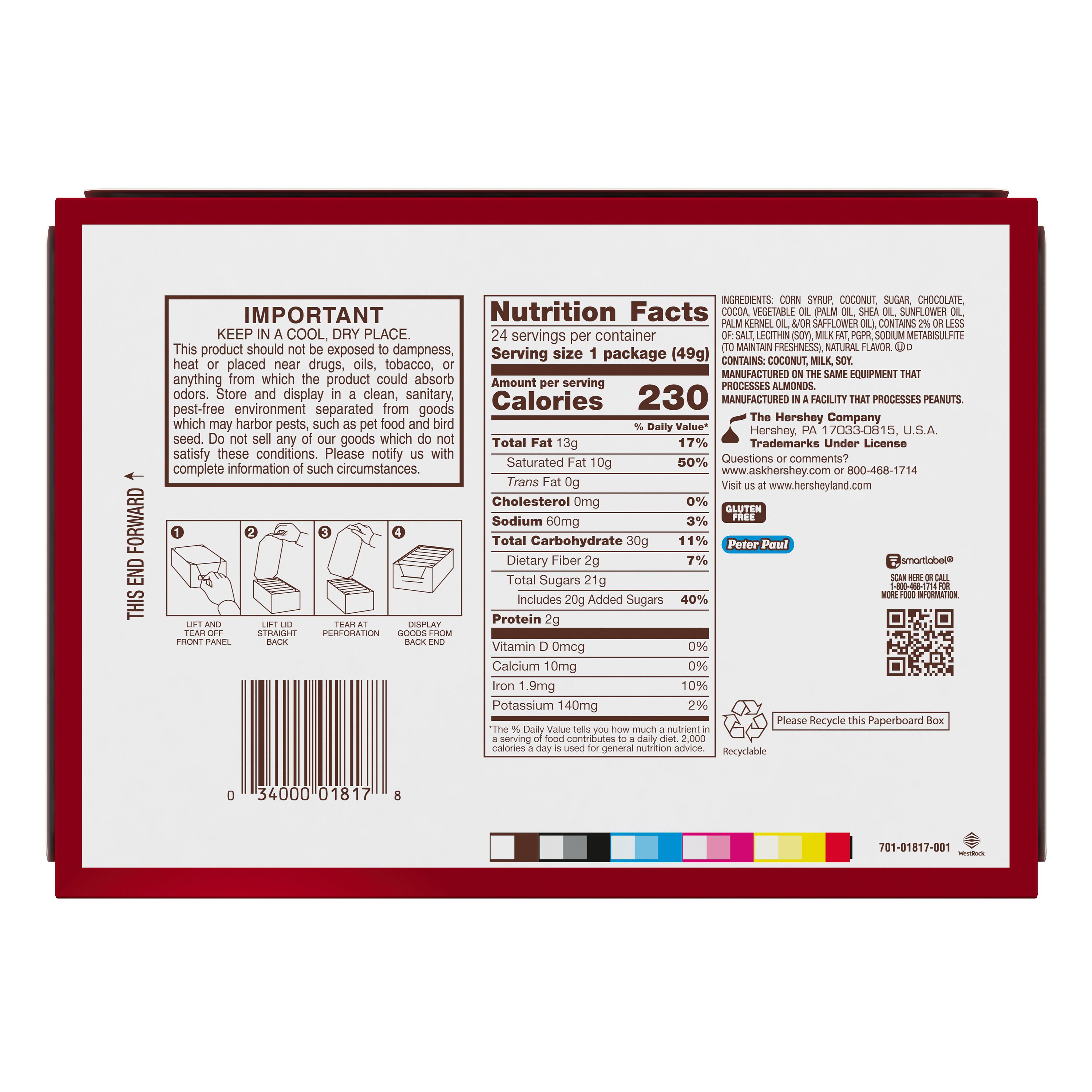 MOUNDS Dark Chocolate and Coconut Candy Bars, 1.75 oz (24 Count) $27.99