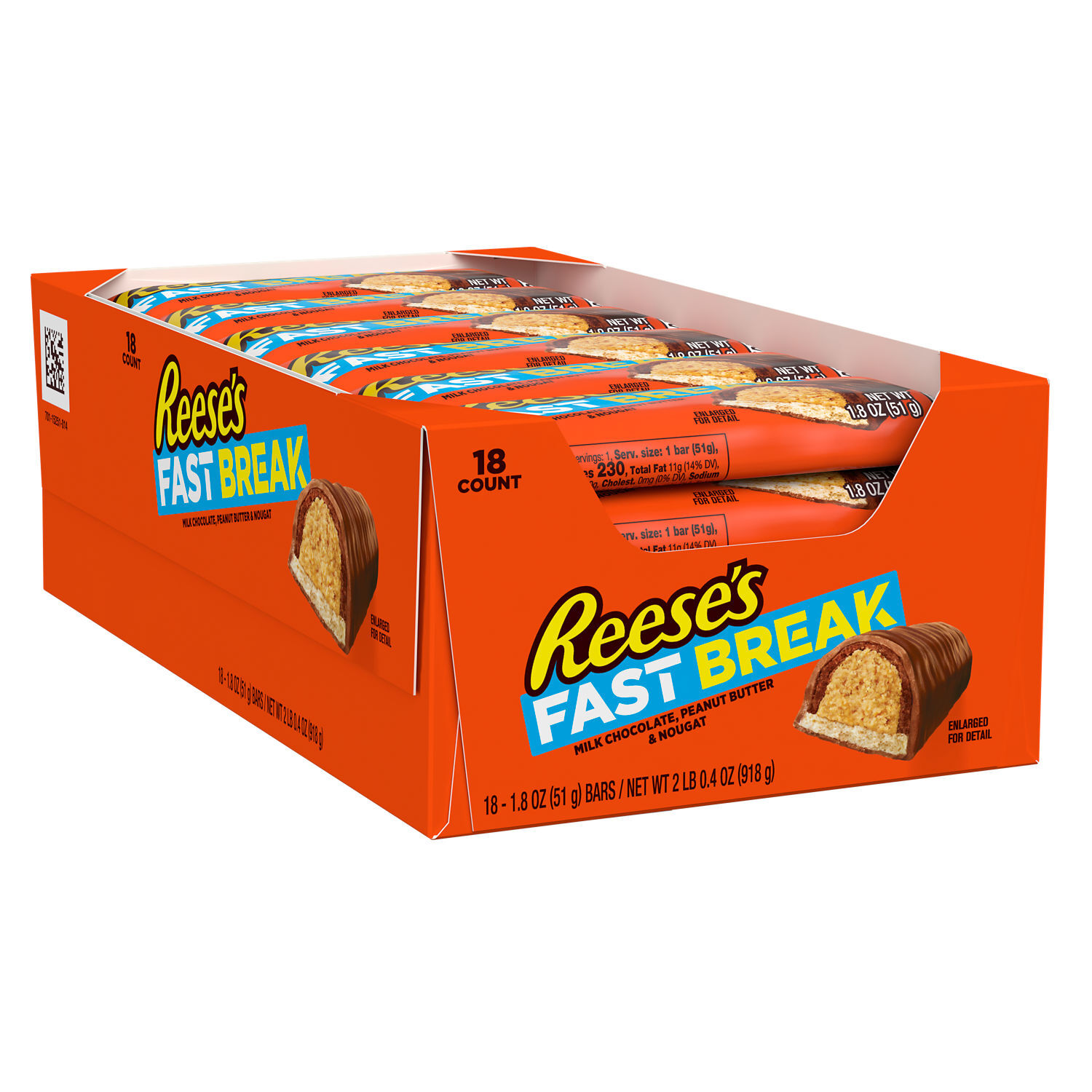 REESE'S FAST BREAK Peanut Butter Nougat Candy Bars, 1.8 oz (18 Count) $20.99