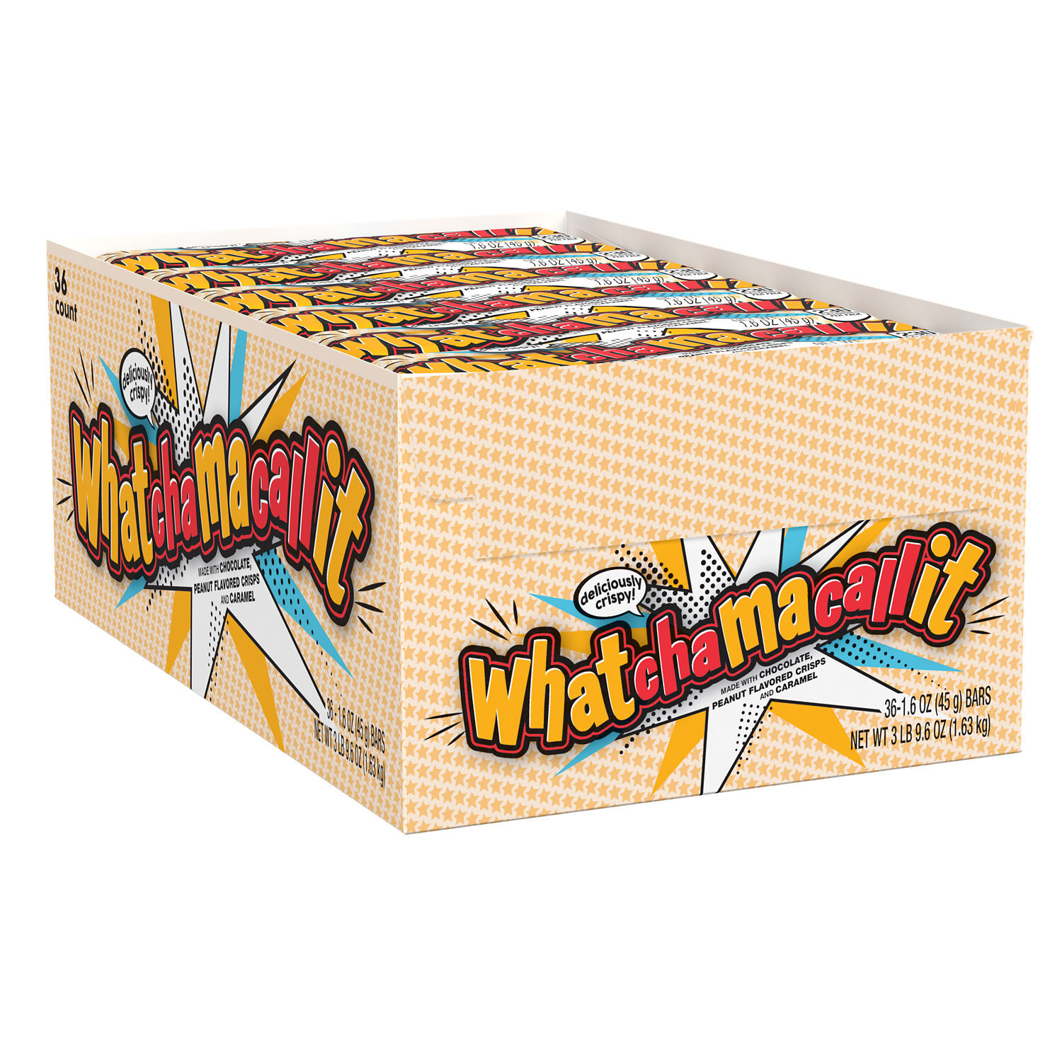 WHATCHAMACALLIT Chocolate, Caramel, and Peanut Crisps Candy Bars, 1.6 oz (36 Count) $41.99