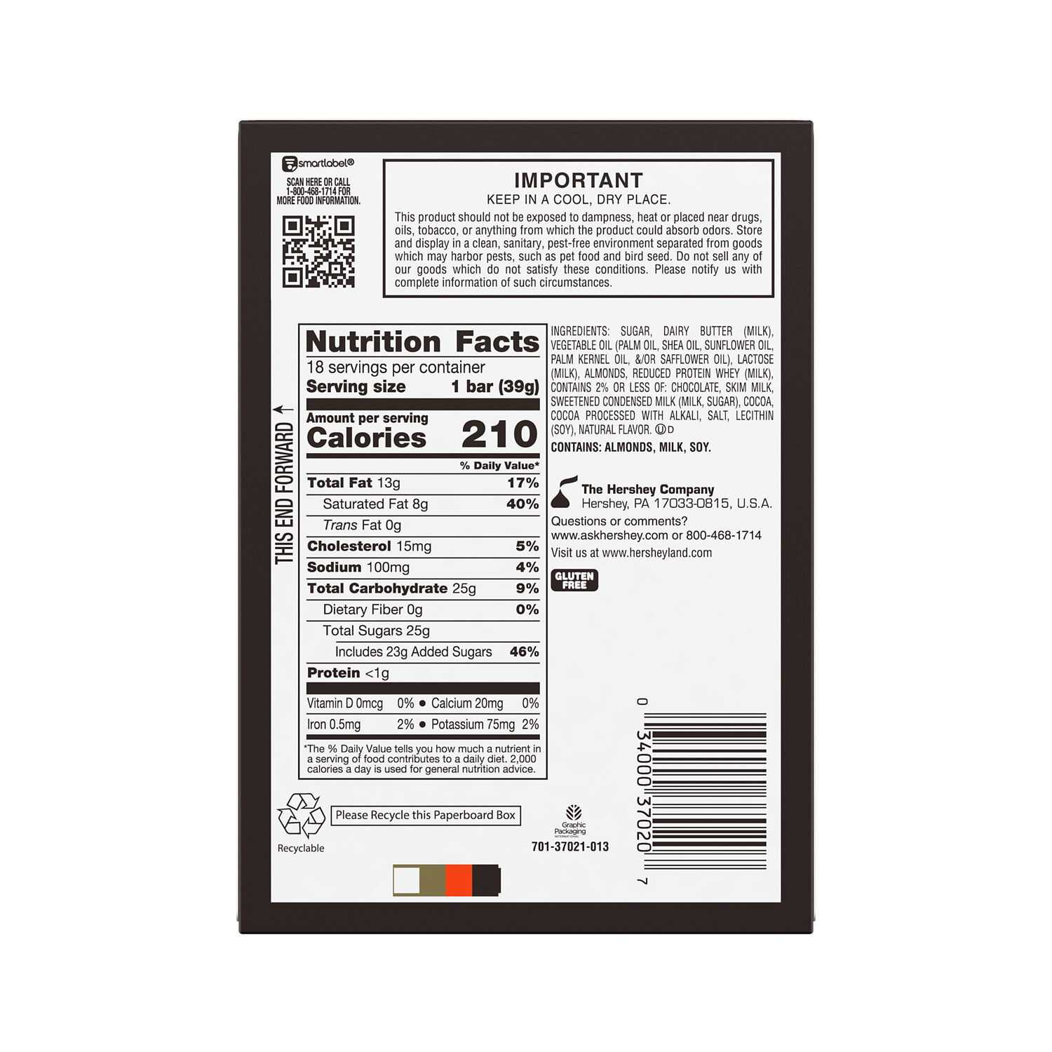 SKOR Crisp Butter Toffee and Chocolate Candy Bars, 1.4 oz (18 Count) $20.99