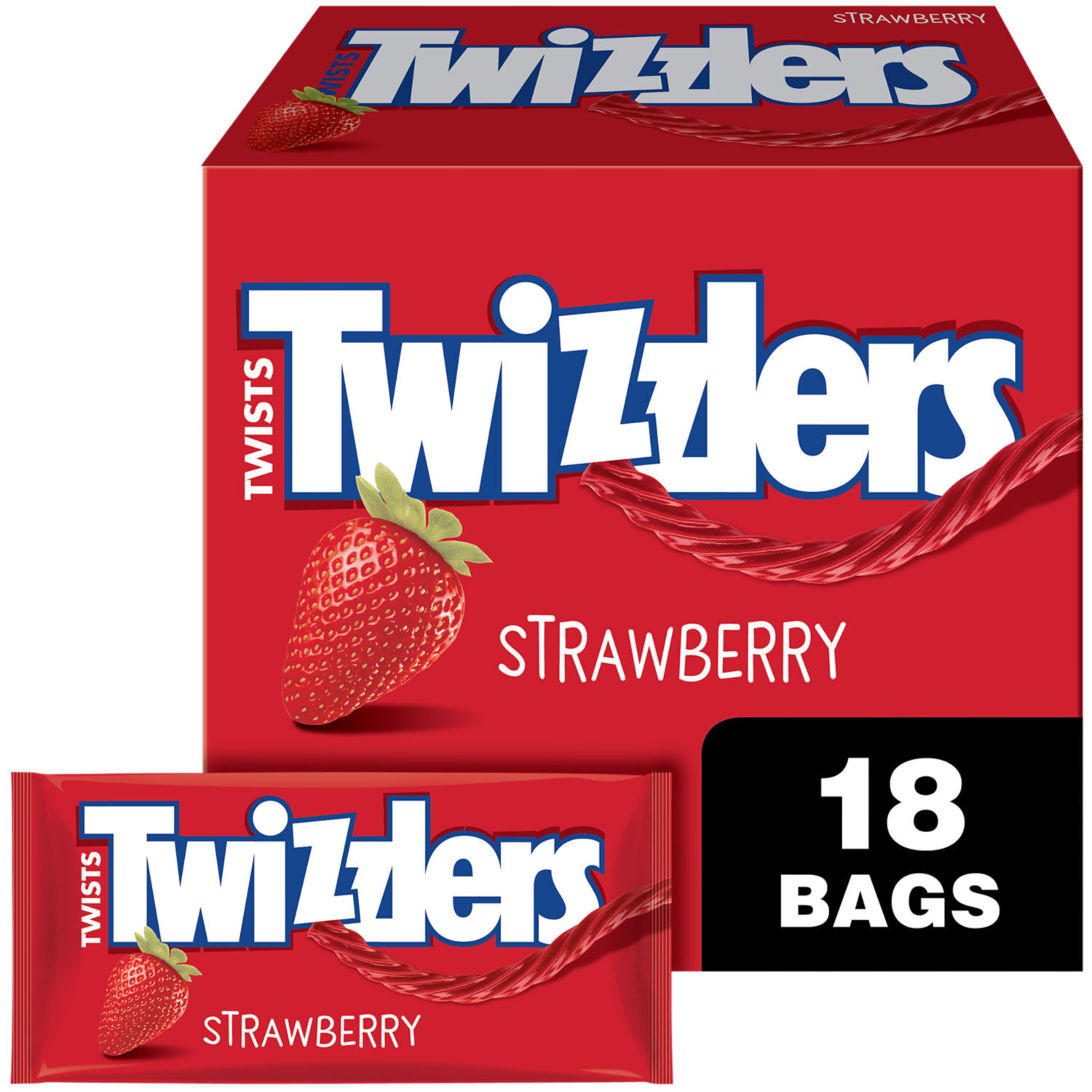TWIZZLERS Twists Strawberry Flavored Licorice Style Candy Packs, 2.5 oz (18 Count) $20.99