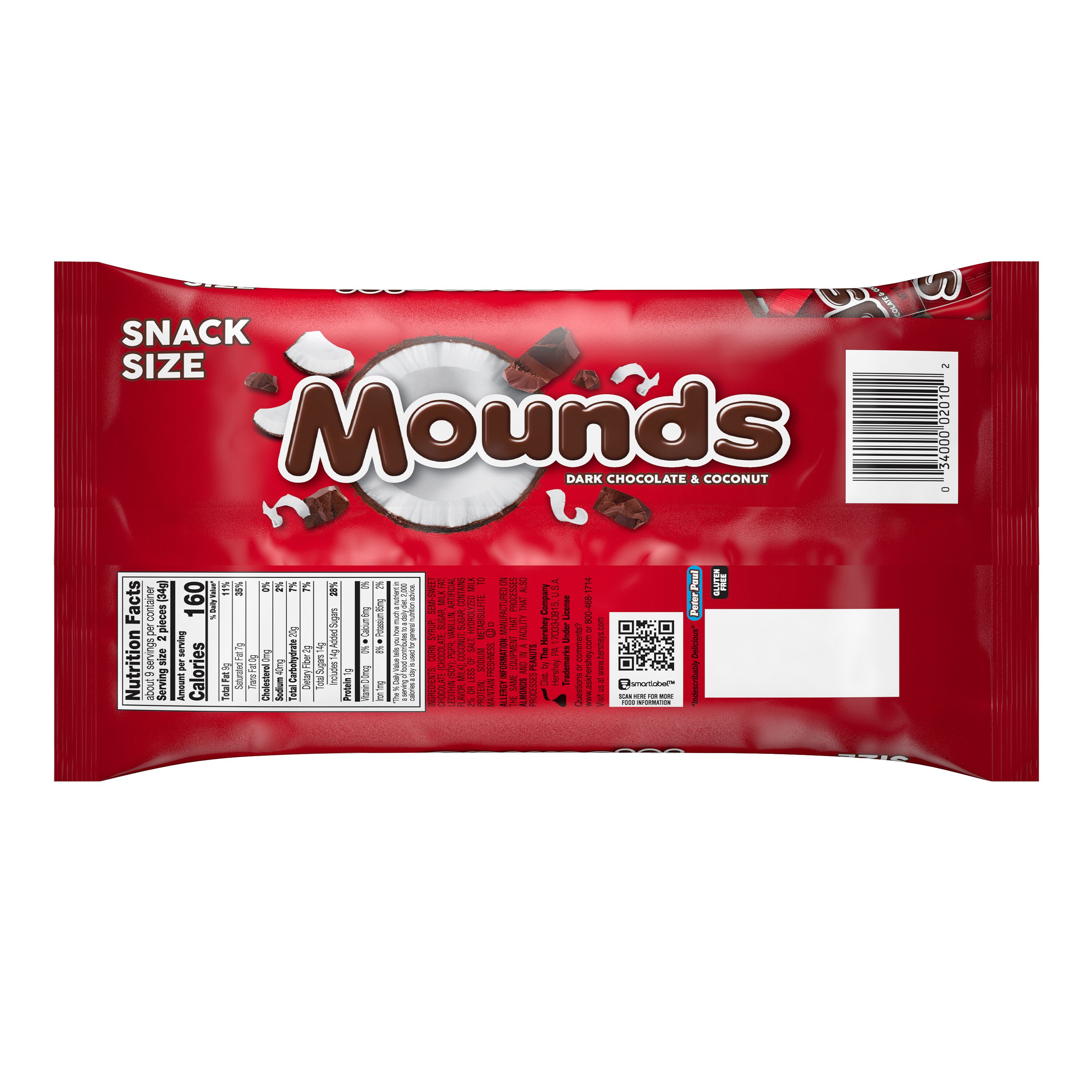 MOUNDS Dark Chocolate and Coconut Snack Size, Candy Bars Bag, 11.3 oz $5.99