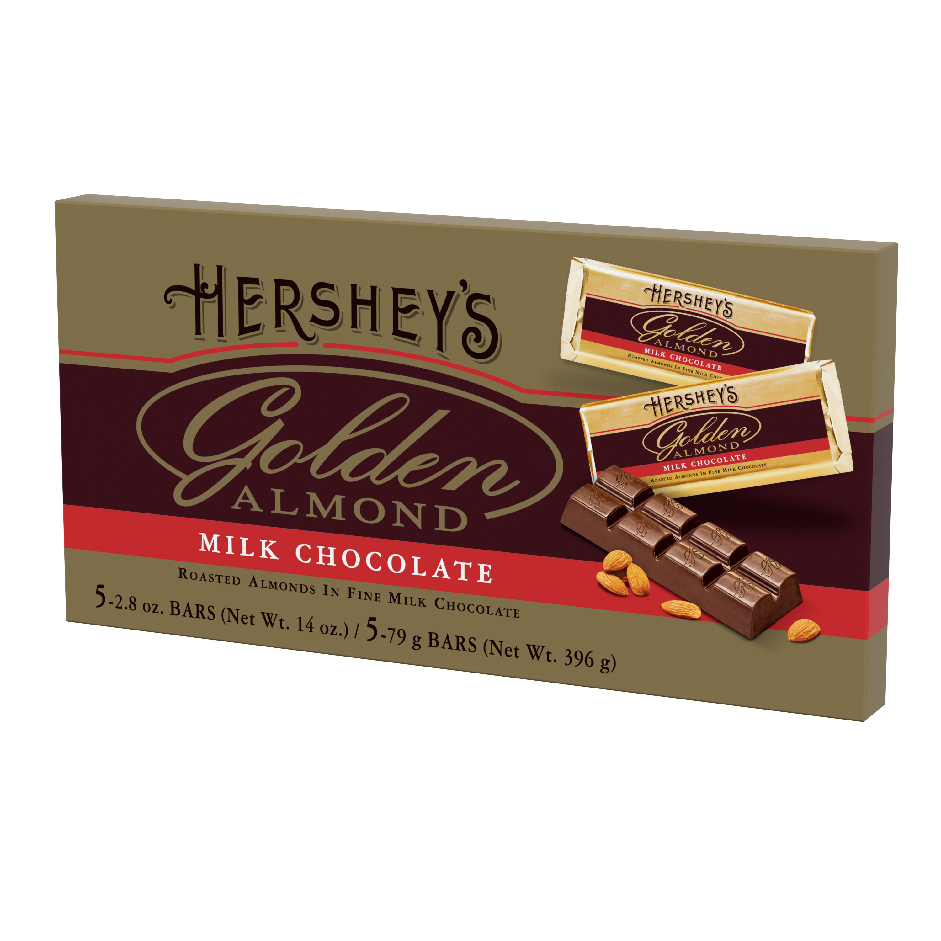 GOLDEN ALMOND Milk Chocolate 14oz Box of Five 2.8oz Candy Bars $19.99
