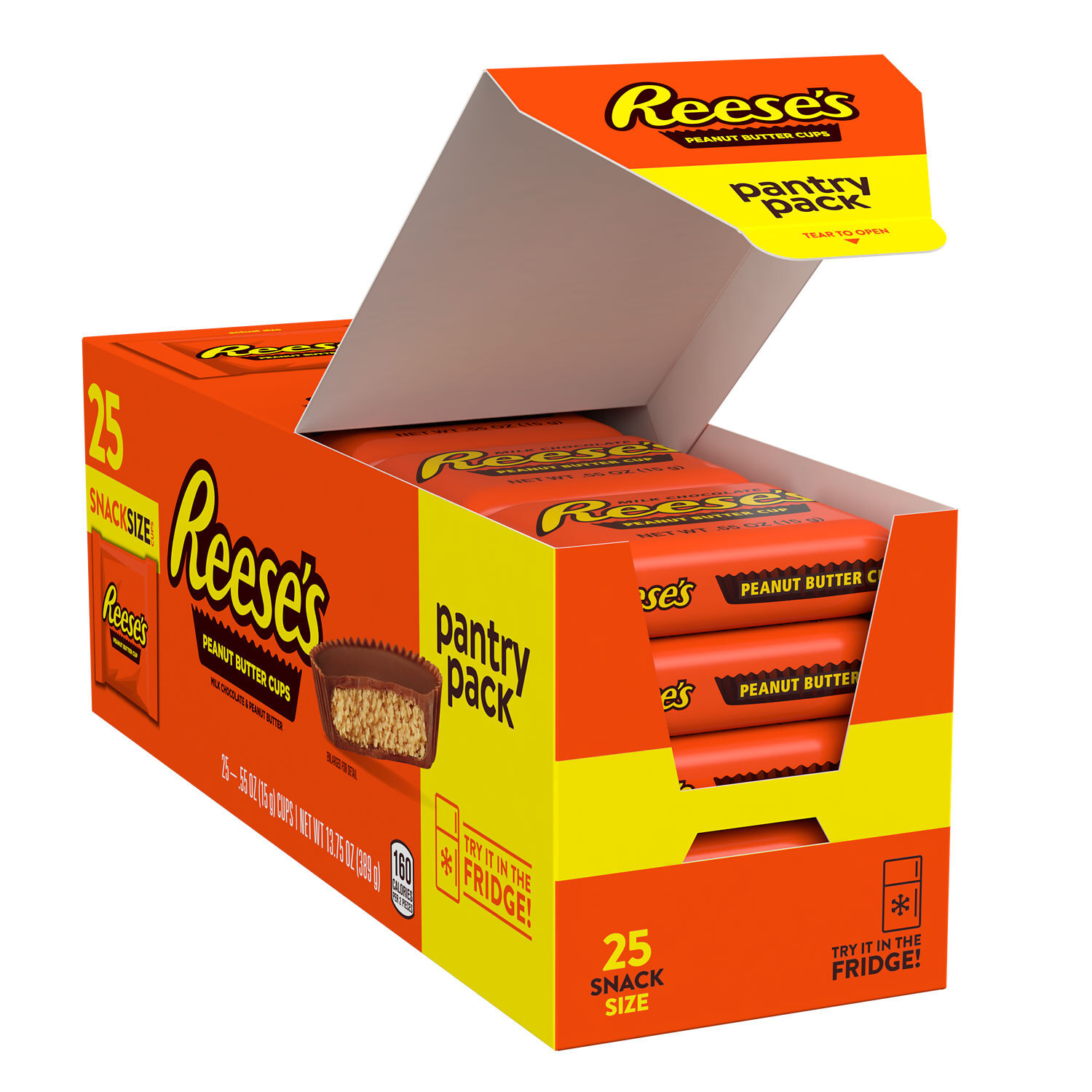 REESE'S Milk Chocolate Peanut Butter Cup Snack Size Pantry Pack 25ct Candy Box $7.49