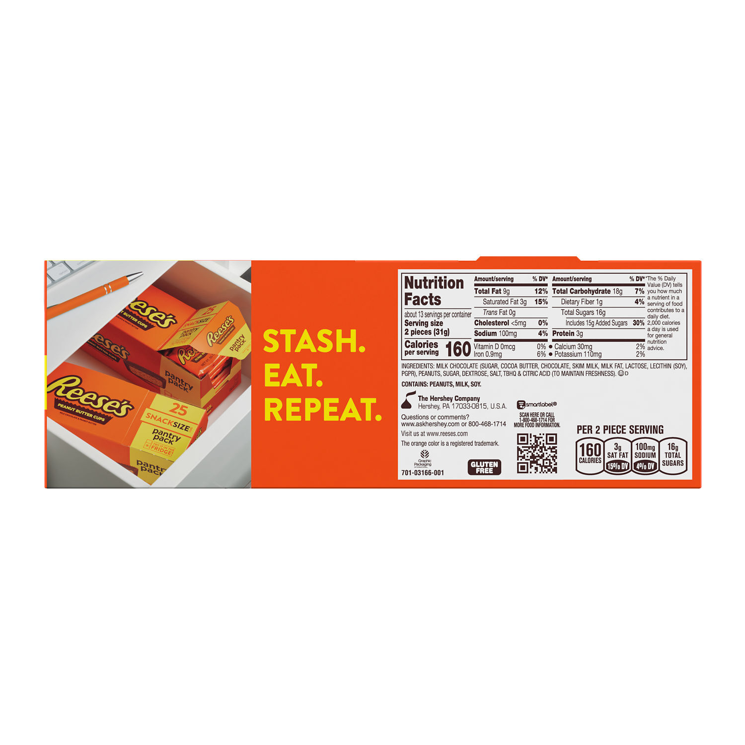 REESE'S Milk Chocolate Peanut Butter Cup Snack Size Pantry Pack 25ct Candy Box $7.49