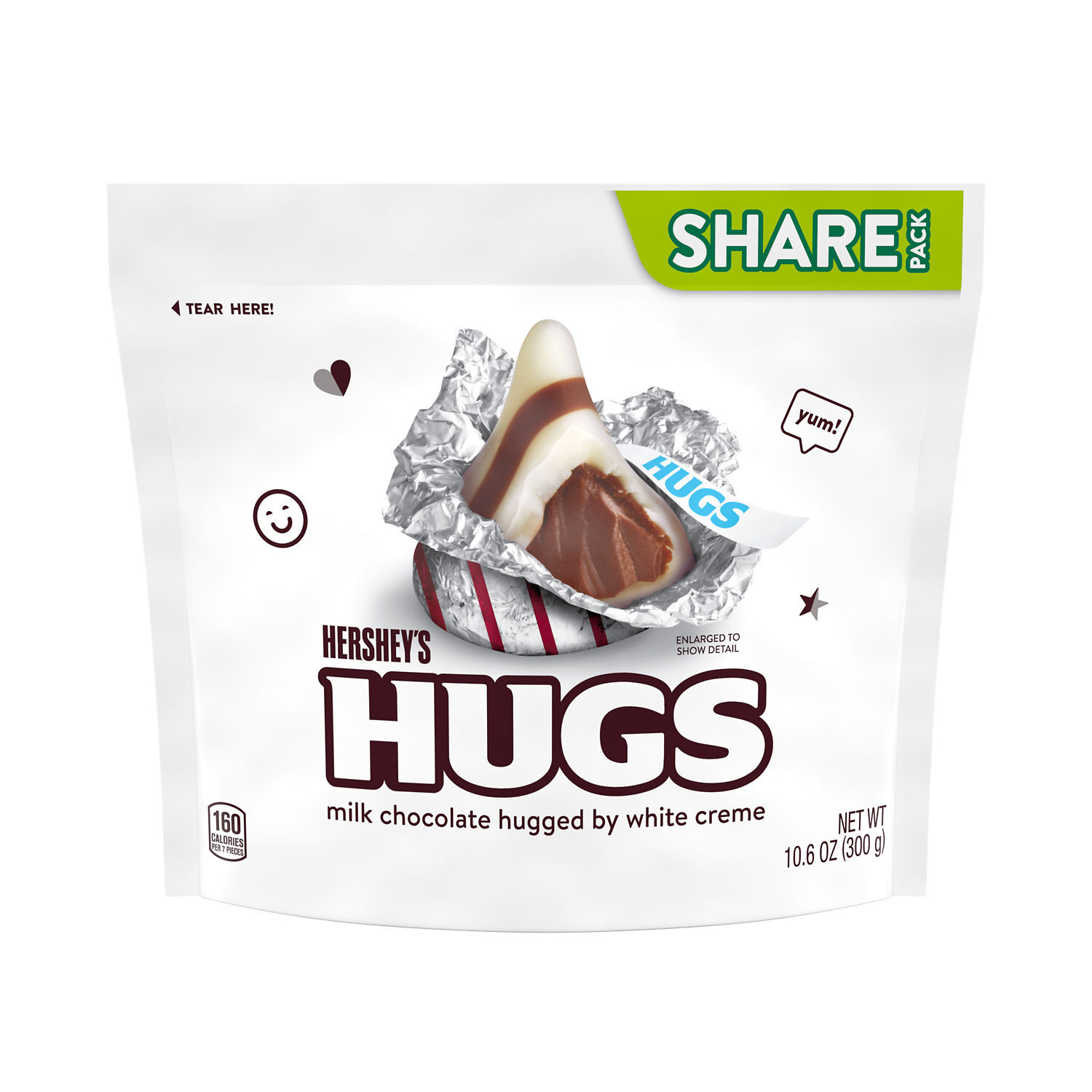 HERSHEY'S KISSES HUGS Milk Chocolate White Creme Swirl 10.6oz Candy Bag $5.99