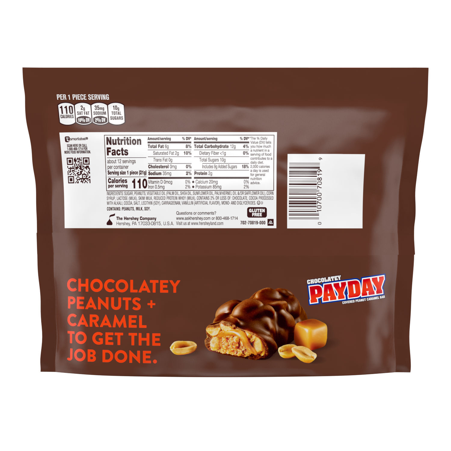 PAYDAY Peanut Caramel Snack Size, Candy Bars Bag, 11.6 oz $5.99