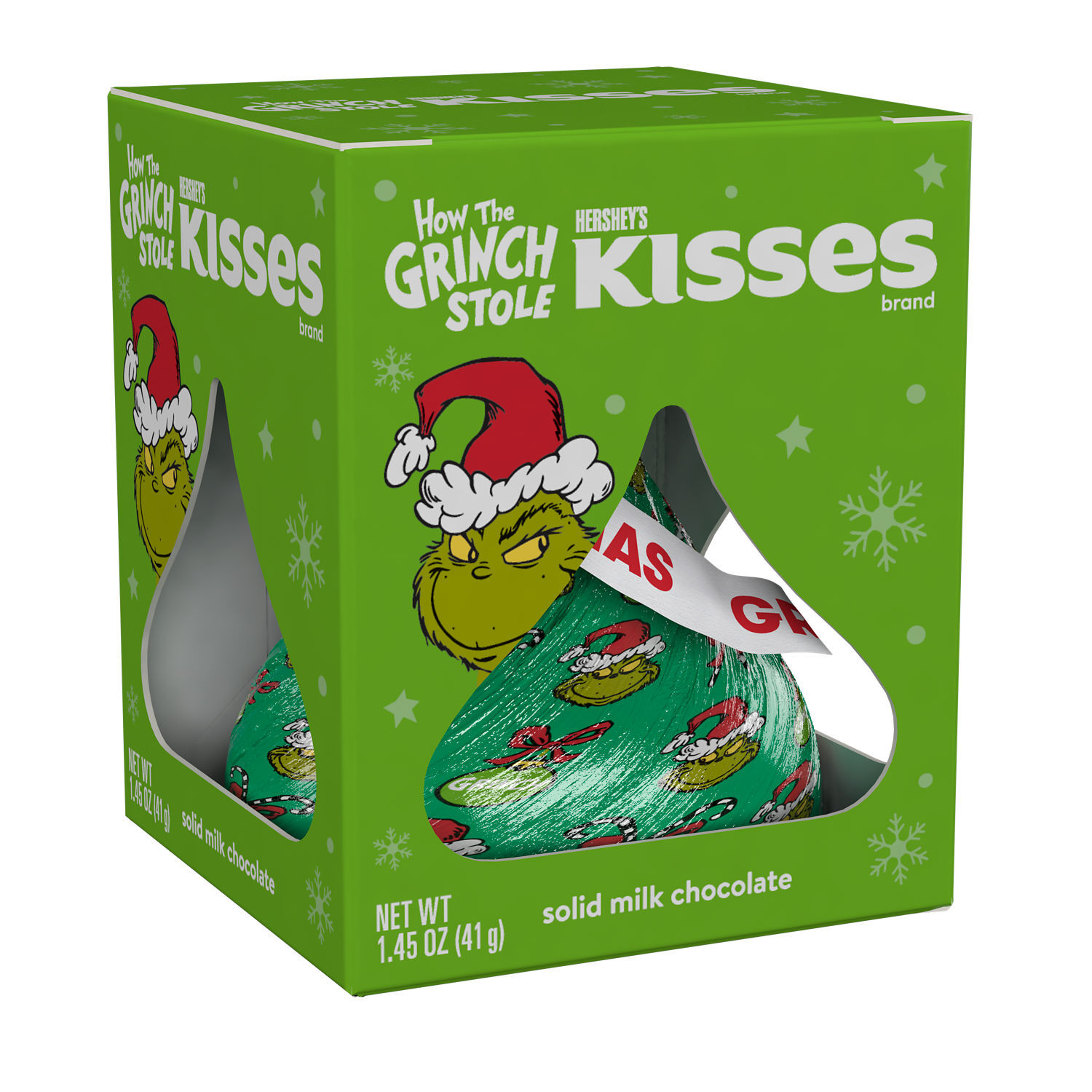 HERSHEY'S KISSES Grinch Solid Milk Chocolate, Christmas Candy Gift Box, 1.45 oz $2.99