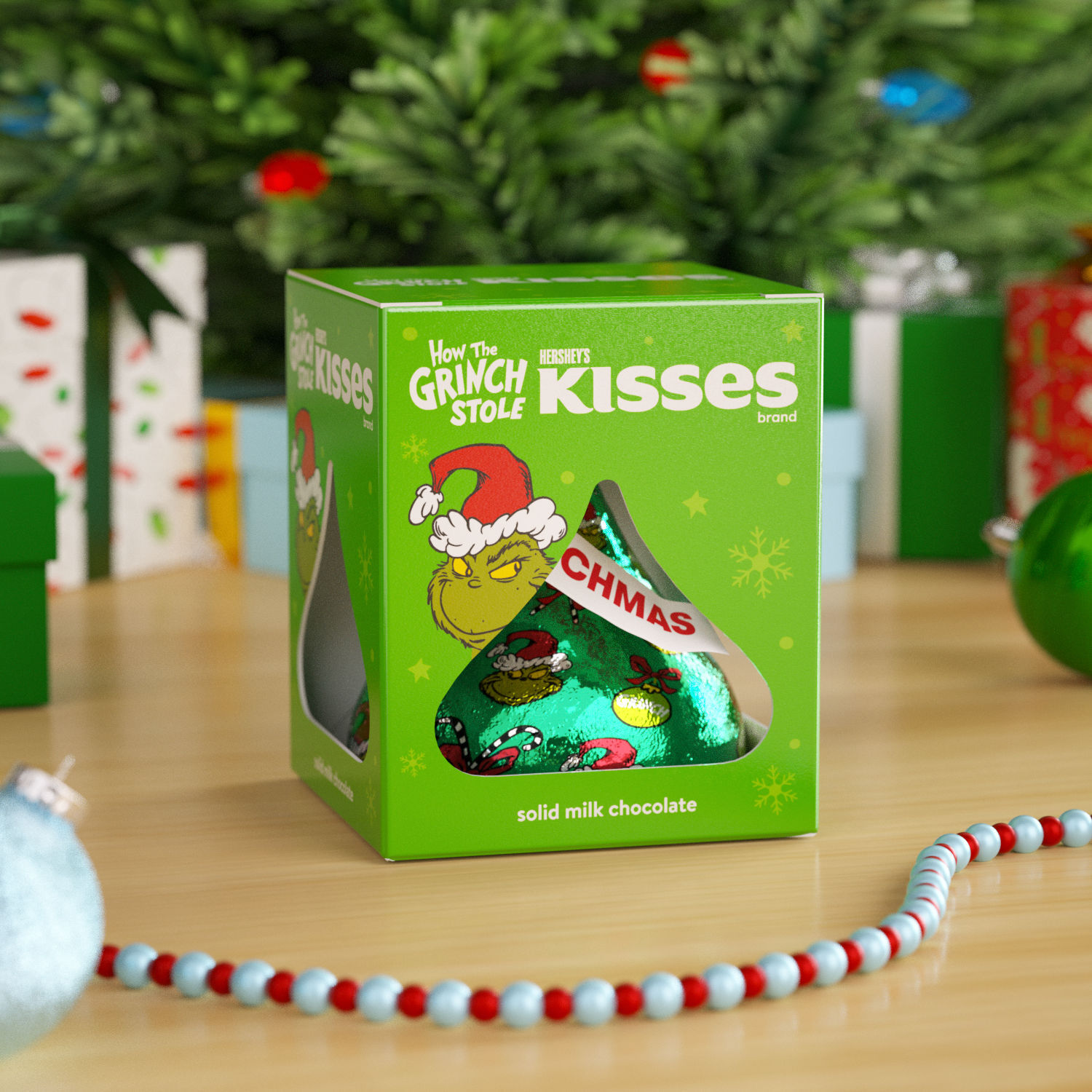 HERSHEY'S KISSES Grinch Solid Milk Chocolate, Christmas Candy Gift Box, 1.45 oz $2.99