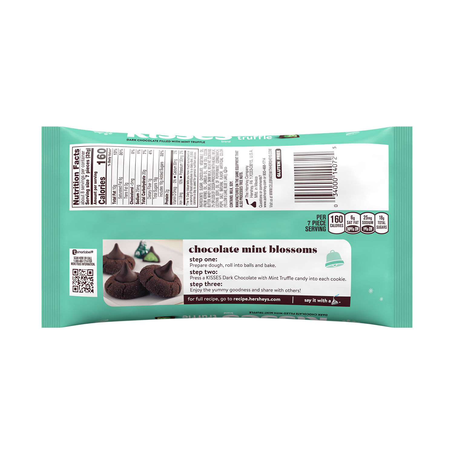 HERSHEY'S KISSES Mint Truffle Flavored Dark Chocolate, Christmas Candy Bag, 9 oz $5.99