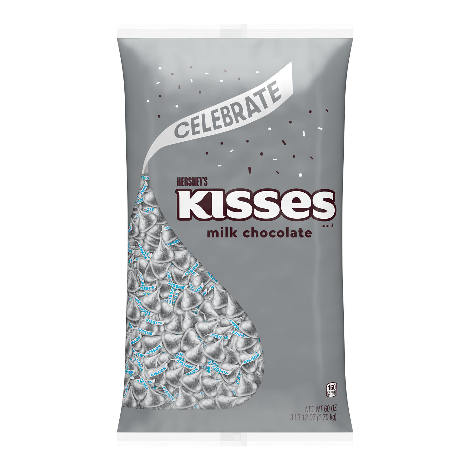 HERSHEY'S KISSES Silver Foils Milk Chocolate Candy Bulk Bag, 60 oz $36.99