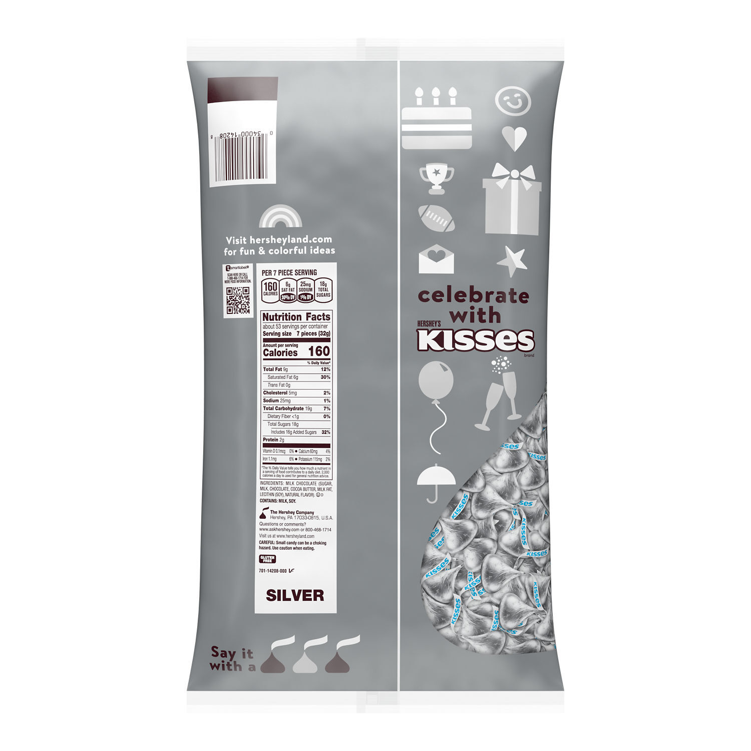 HERSHEY'S KISSES Silver Foils Milk Chocolate Candy Bulk Bag, 60 oz $36.99