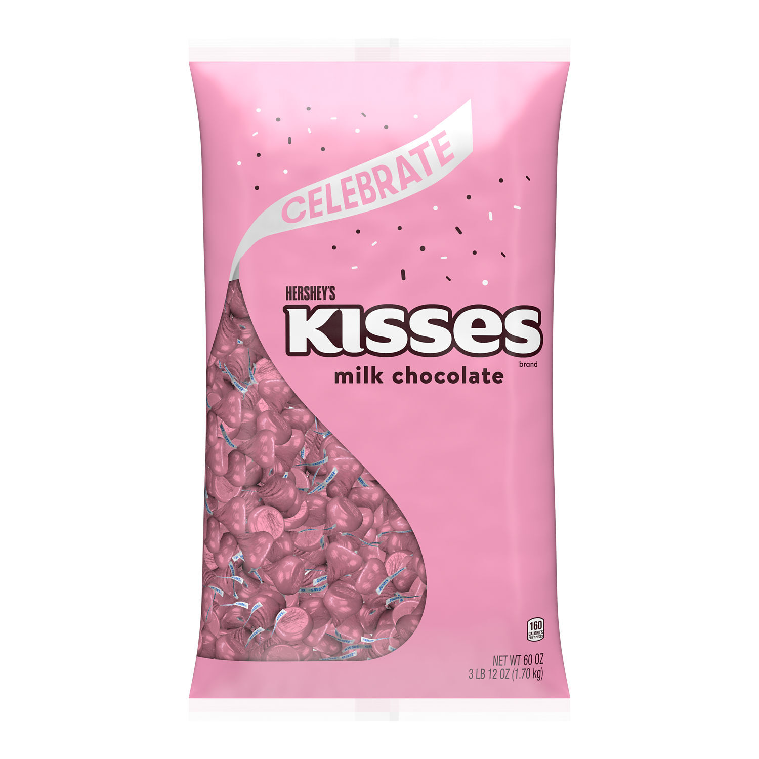 HERSHEY'S KISSES Pink Foils Milk Chocolate Candy Bulk Bag, 60 oz $36.99
