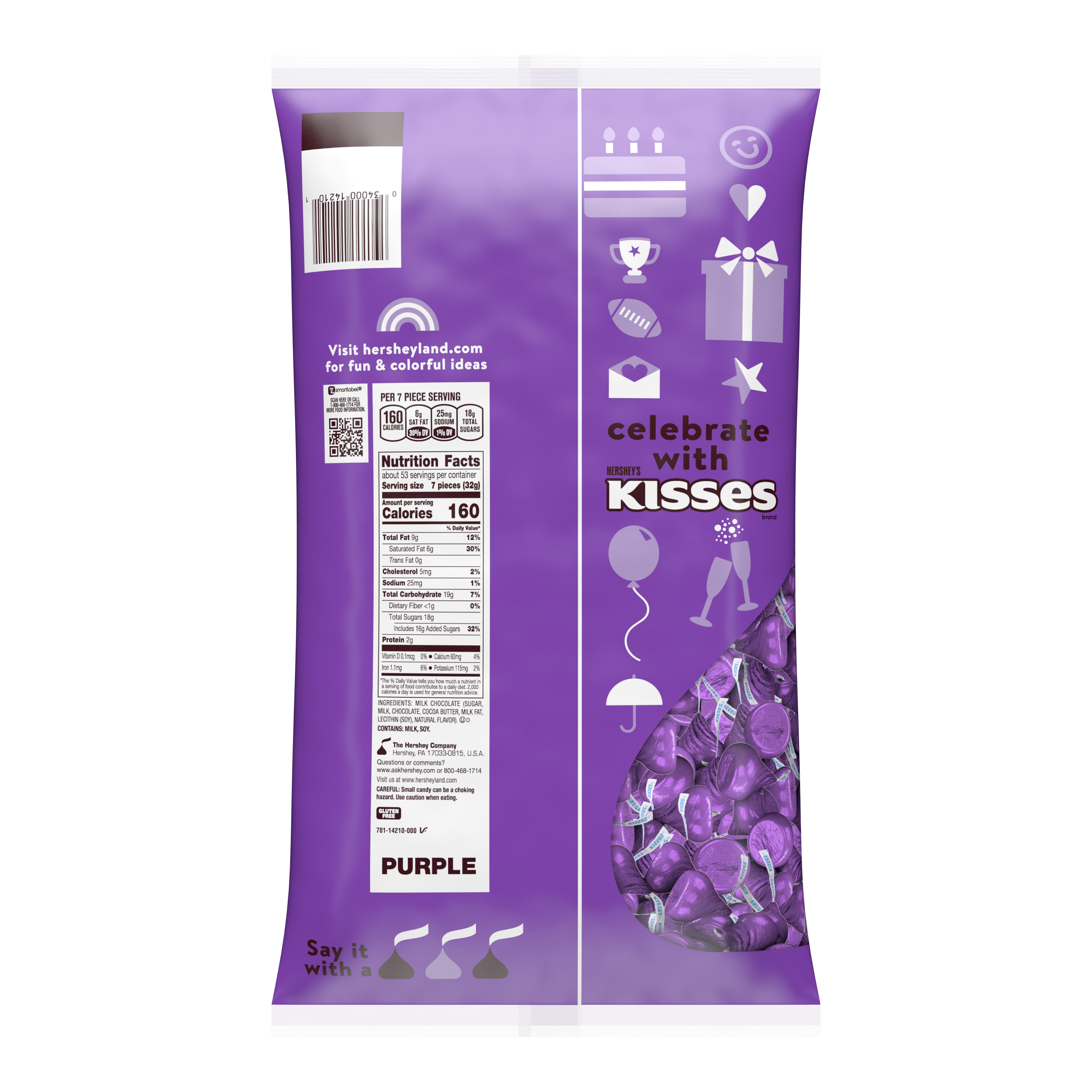 HERSHEY'S KISSES Purple Foils Milk Chocolate Candy Bulk Bag, 60 oz $36.99
