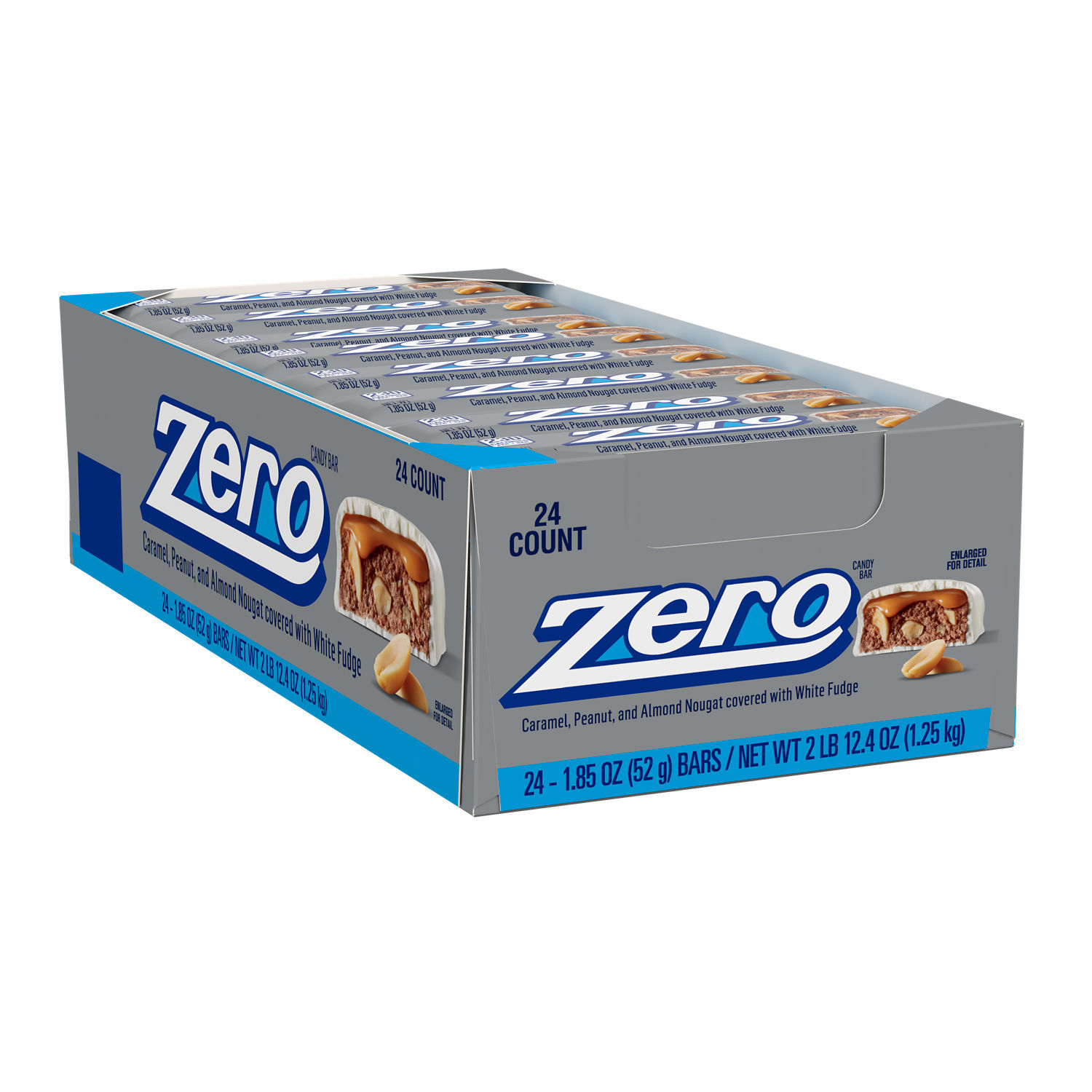 ZERO White Fudge, Caramel, Peanut and Almond Nougat Candy Bars, 1.85 oz (24 Count) $27.99